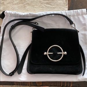 J.W. Anderson Disc Suede crossbody bag black